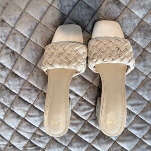 Marc Fisher Cream Braided Slide Mules